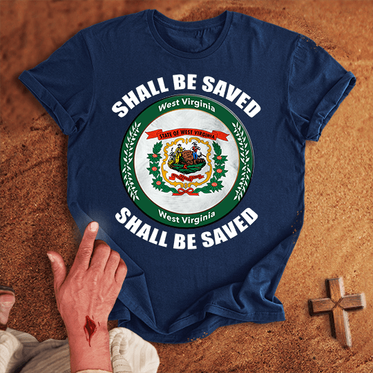 West Virginia Shall Be Saved T Shirt - Sport Grey 3XL | Biblical & Scripture Inspired Apparel | Jesus Monk