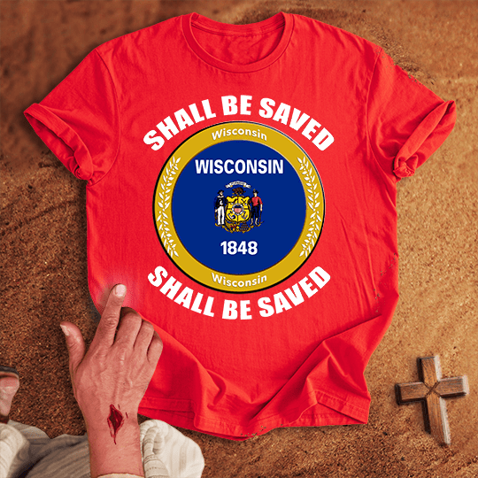 Wisconsin Shall Be Saved T Shirt - Navy S | Biblical & Scripture Inspired Apparel | Jesus Monk
