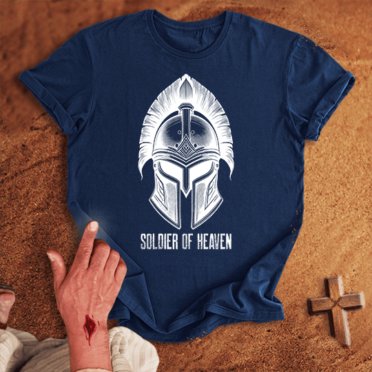 Soldier Of Heaven 4 T Shirt - Navy S | Biblical & Scripture Inspired Apparel | Jesus Monk