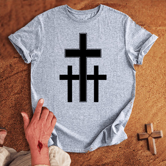 3 Crosses 2 T Shirt - Red 2XL | Biblical & Scripture Inspired Apparel | Jesus Monk