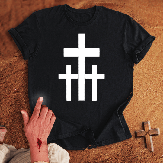 3 Crosses 2 T Shirt - Red 3XL | Biblical & Scripture Inspired Apparel | Jesus Monk