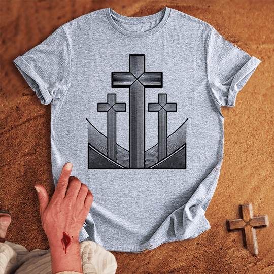 3 Crosses 3 T Shirt - Tropical Blue M | Biblical & Scripture Inspired Apparel | Jesus Monk