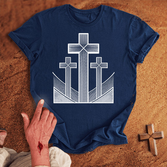 3 Crosses 3 T Shirt - Sport Grey S | Biblical & Scripture Inspired Apparel | Jesus Monk