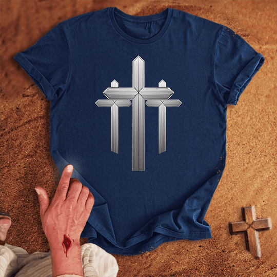 3 Crosses 4 T Shirt - Black L | Biblical & Scripture Inspired Apparel | Jesus Monk