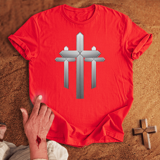 3 Crosses 4 T Shirt - White S | Biblical & Scripture Inspired Apparel | Jesus Monk