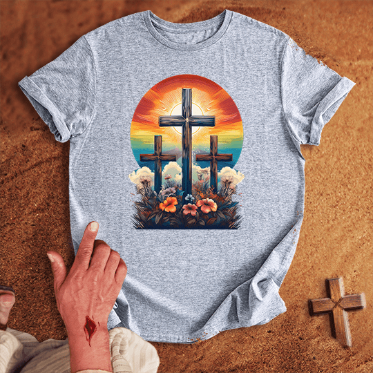 3 Crosses 6 T Shirt - Military Green XL | Biblical & Scripture Inspired Apparel | Jesus Monk