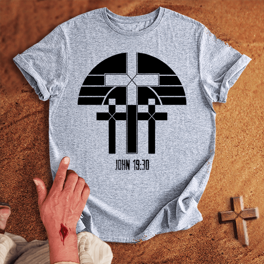 3 Crosses 8 T Shirt - Sand XL | Biblical & Scripture Inspired Apparel | Jesus Monk