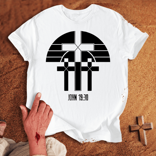 3 Crosses 8 T Shirt - Sand 2XL | Biblical & Scripture Inspired Apparel | Jesus Monk