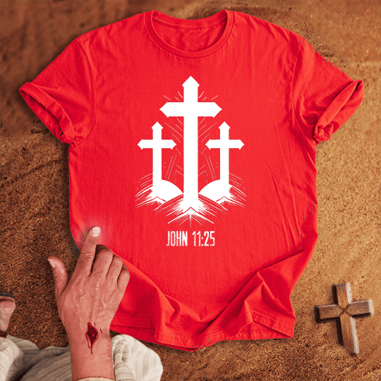 3 Crosses 10 T Shirt - White M | Biblical & Scripture Inspired Apparel | Jesus Monk