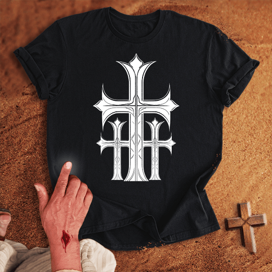 3 Crosses 11 T Shirt - Sport Grey 3XL | Biblical & Scripture Inspired Apparel | Jesus Monk