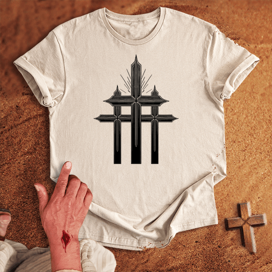 3 Crosses 12 T Shirt - Black M | Biblical & Scripture Inspired Apparel | Jesus Monk
