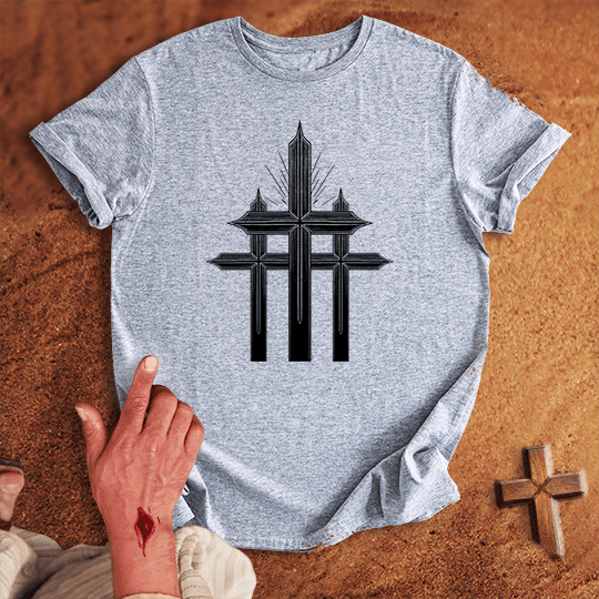 3 Crosses 12 T Shirt - Black XL | Biblical & Scripture Inspired Apparel | Jesus Monk