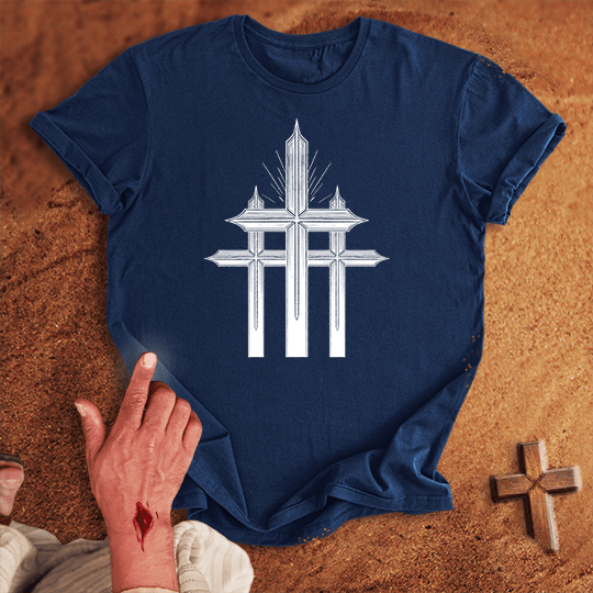 3 Crosses 12 T Shirt - Black 3XL | Biblical & Scripture Inspired Apparel | Jesus Monk