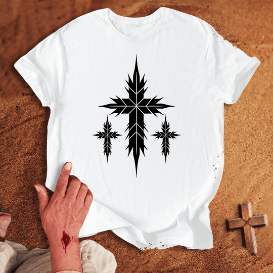 3 Crosses 14 T Shirt - Sport Grey 2XL | Biblical & Scripture Inspired Apparel | Jesus Monk