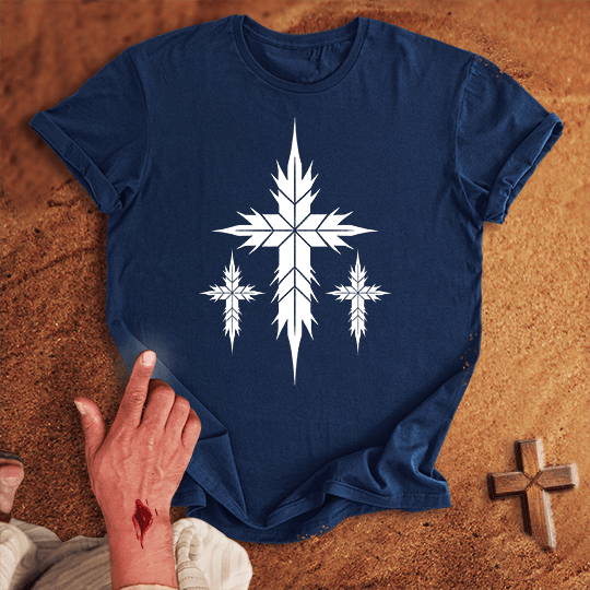 3 Crosses 14 T Shirt - Sport Grey M | Biblical & Scripture Inspired Apparel | Jesus Monk