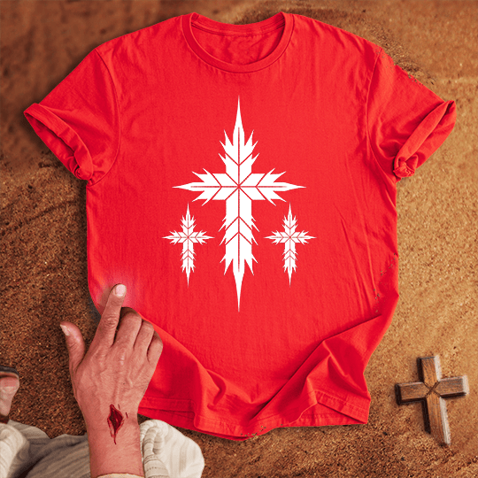 3 Crosses 14 T Shirt - Navy S | Biblical & Scripture Inspired Apparel | Jesus Monk