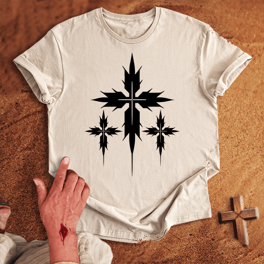 3 Crosses 15 T Shirt - Tropical Blue M | Biblical & Scripture Inspired Apparel | Jesus Monk
