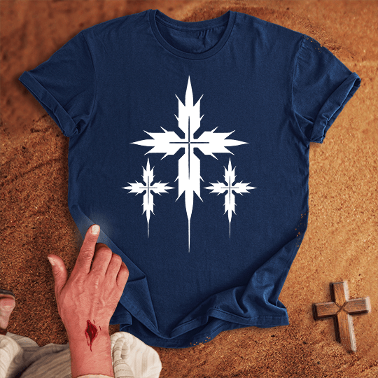 3 Crosses 15 T Shirt - Sand S | Biblical & Scripture Inspired Apparel | Jesus Monk