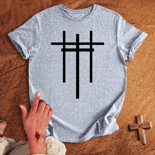 3 Crosses 18 T Shirt - White 2XL | Biblical & Scripture Inspired Apparel | Jesus Monk