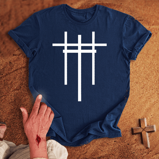 3 Crosses 18 T Shirt - Tropical Blue S | Biblical & Scripture Inspired Apparel | Jesus Monk