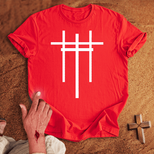 3 Crosses 18 T Shirt - Tropical Blue M | Biblical & Scripture Inspired Apparel | Jesus Monk