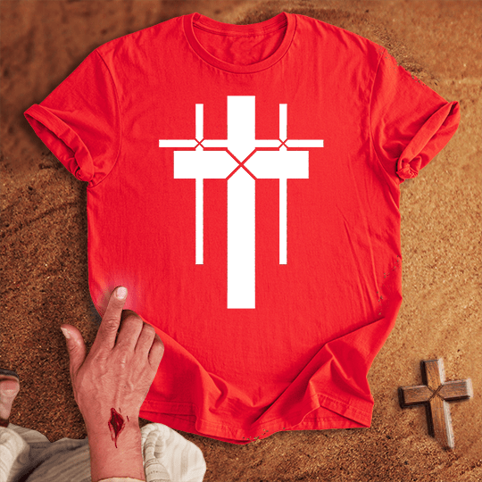 3 Crosses 20 T Shirt - Navy S | Biblical & Scripture Inspired Apparel | Jesus Monk