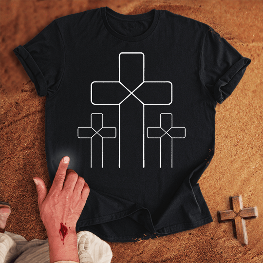 3 Crosses 24 T Shirt - White M | Biblical & Scripture Inspired Apparel | Jesus Monk