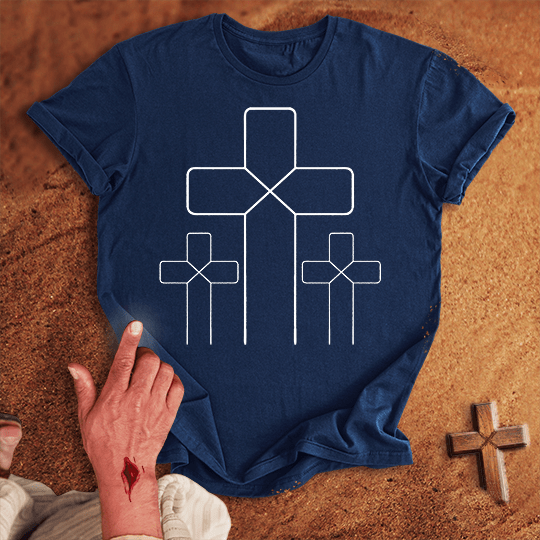 3 Crosses 24 T Shirt - White 3XL | Biblical & Scripture Inspired Apparel | Jesus Monk