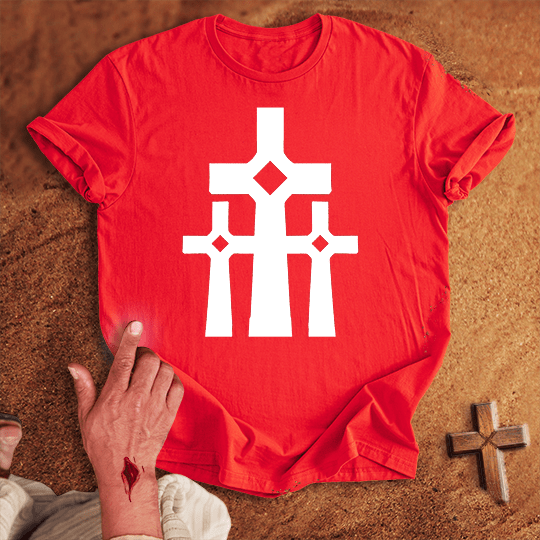 3 Crosses 25 T Shirt - Sand S | Biblical & Scripture Inspired Apparel | Jesus Monk
