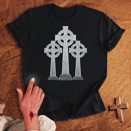 3 Crosses 26 T Shirt - White M | Biblical & Scripture Inspired Apparel | Jesus Monk