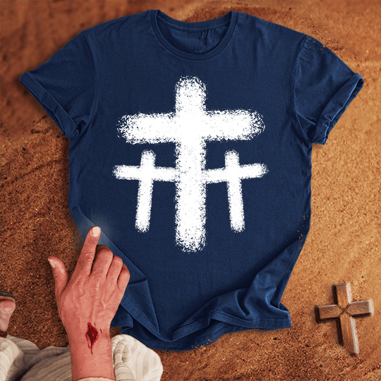 3 Crosses 27 T Shirt - Military Green M | Biblical & Scripture Inspired Apparel | Jesus Monk