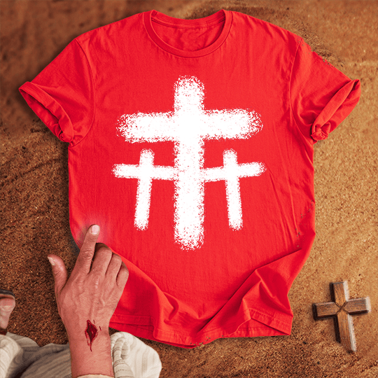 3 Crosses 27 T Shirt - Navy S | Biblical & Scripture Inspired Apparel | Jesus Monk