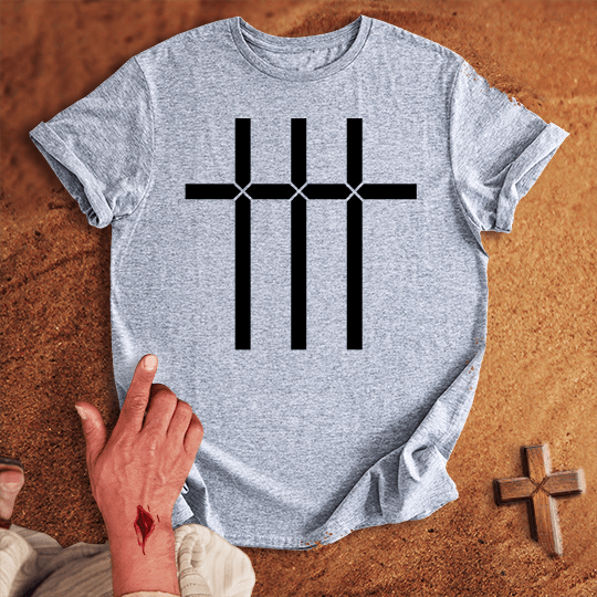 3 Crosses 28 T Shirt - Tropical Blue 2XL | Biblical & Scripture Inspired Apparel | Jesus Monk