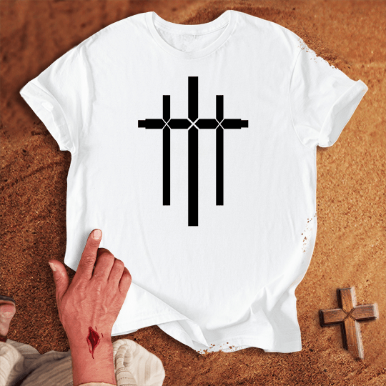3 Crosses 29 T Shirt - Sport Grey L | Biblical & Scripture Inspired Apparel | Jesus Monk
