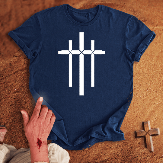 3 Crosses 29 T Shirt - Sport Grey XL | Biblical & Scripture Inspired Apparel | Jesus Monk