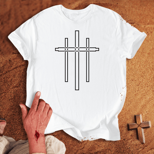 3 Crosses 30 T Shirt - Red 2XL | Biblical & Scripture Inspired Apparel | Jesus Monk