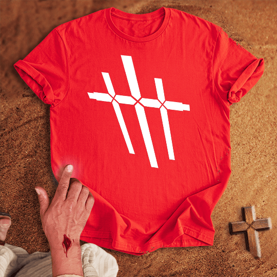 3 Crosses 31 T Shirt - Sand S | Biblical & Scripture Inspired Apparel | Jesus Monk
