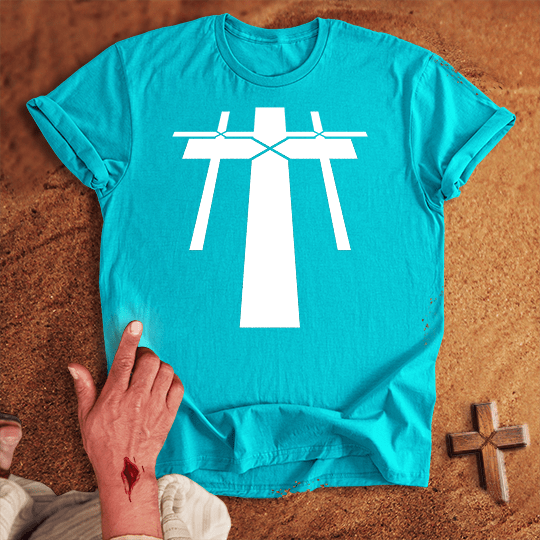 3 Crosses 32 T Shirt - Military Green M | Biblical & Scripture Inspired Apparel | Jesus Monk