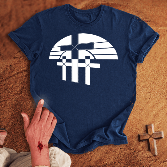 3 Crosses 34 T Shirt - White M | Biblical & Scripture Inspired Apparel | Jesus Monk