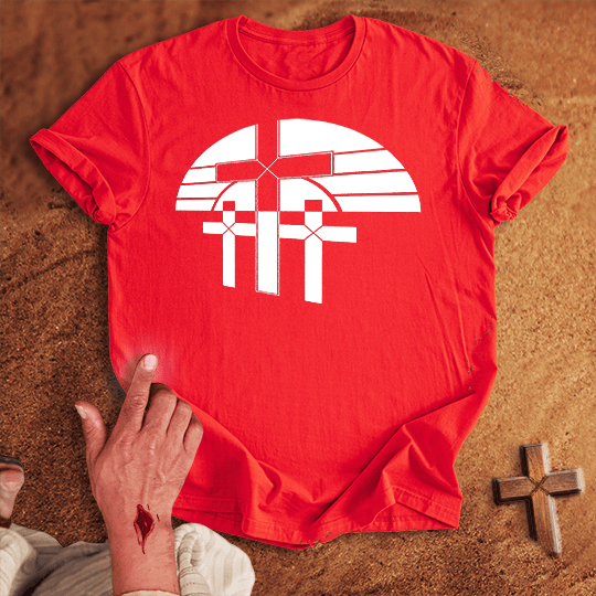 3 Crosses 34 T Shirt - Navy S | Biblical & Scripture Inspired Apparel | Jesus Monk
