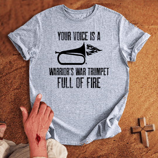 Your Voice Is A Warriors War Trumpet Full Of Fire T Shirt - Red 2XL | Biblical & Scripture Inspired Apparel | Jesus Monk
