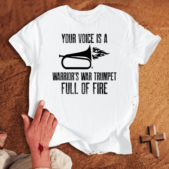 Your Voice Is A Warriors War Trumpet Full Of Fire T Shirt - Red M | Biblical & Scripture Inspired Apparel | Jesus Monk