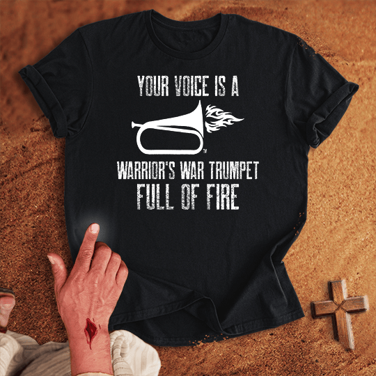 Your Voice Is A Warriors War Trumpet Full Of Fire T Shirt - Red 3XL | Biblical & Scripture Inspired Apparel | Jesus Monk
