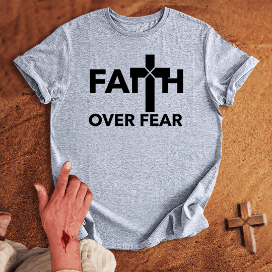Faith Over Fear T Shirt - Black L | Biblical & Scripture Inspired Apparel | Jesus Monk