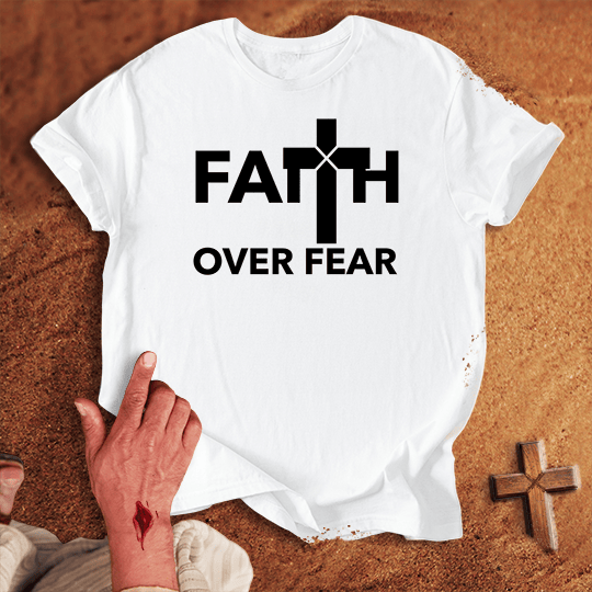 Faith Over Fear T Shirt - Black M | Biblical & Scripture Inspired Apparel | Jesus Monk