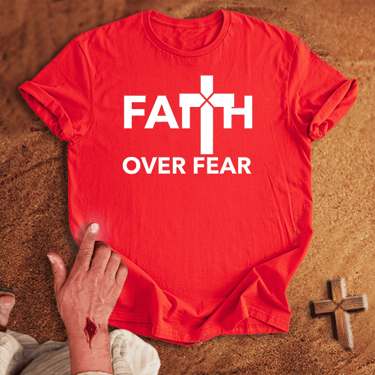Faith Over Fear T Shirt - White S | Biblical & Scripture Inspired Apparel | Jesus Monk
