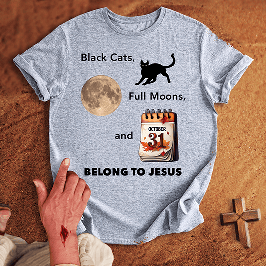 Black Cats Belong To Jesus T Shirt - Black XL | Biblical & Scripture Inspired Apparel | Jesus Monk
