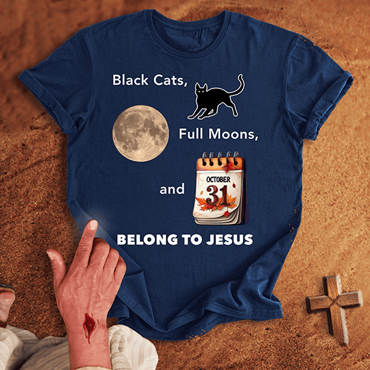 Black Cats Belong To Jesus T Shirt - Black 3XL | Biblical & Scripture Inspired Apparel | Jesus Monk
