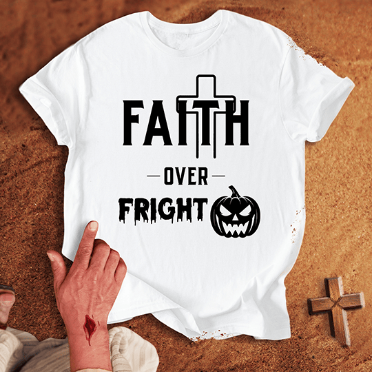 Faith Over Fright T Shirt - Sport Grey 3XL | Biblical & Scripture Inspired Apparel | Jesus Monk