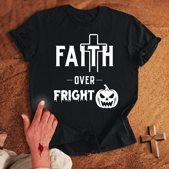 Faith Over Fright T Shirt - Sport Grey L | Biblical & Scripture Inspired Apparel | Jesus Monk